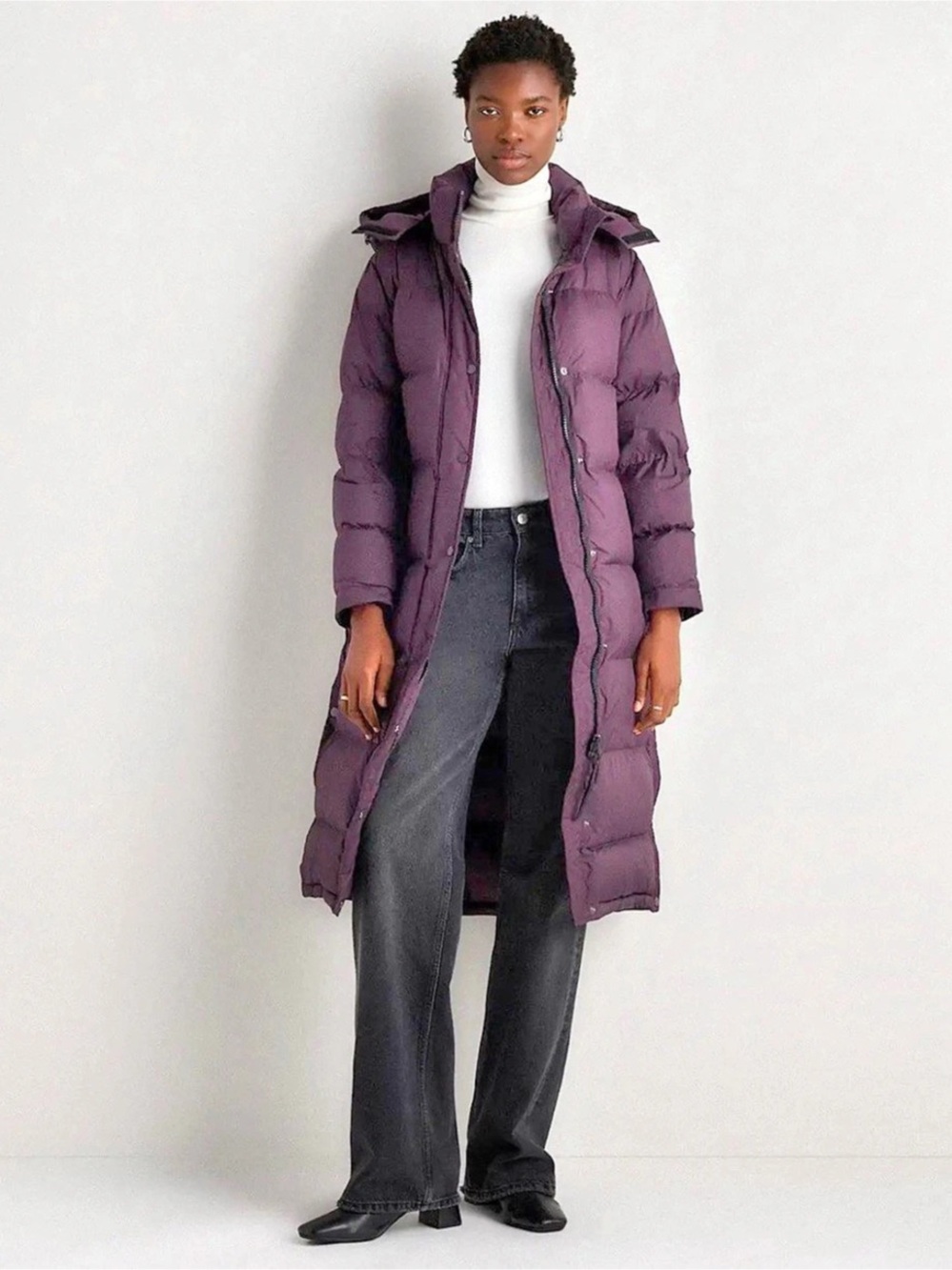 NWT Size Large Quince Responsible Down Long Puffer Jacket Orchid Purple
